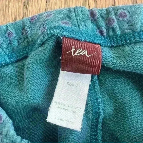 Tea Turquoise Floral Cargo Legging Pants Girls Size 4 - Picture 8 of 10